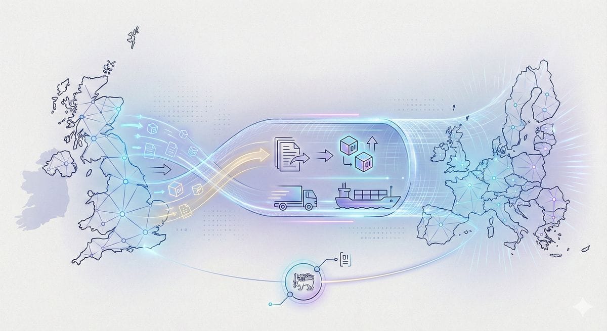 UK and EU Digital Trade Corridors connecting shipping containers with digital data packets