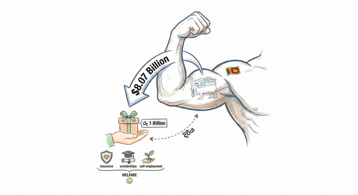 Sri Lanka remittance and economic support initiative with dollar and rupee symbols