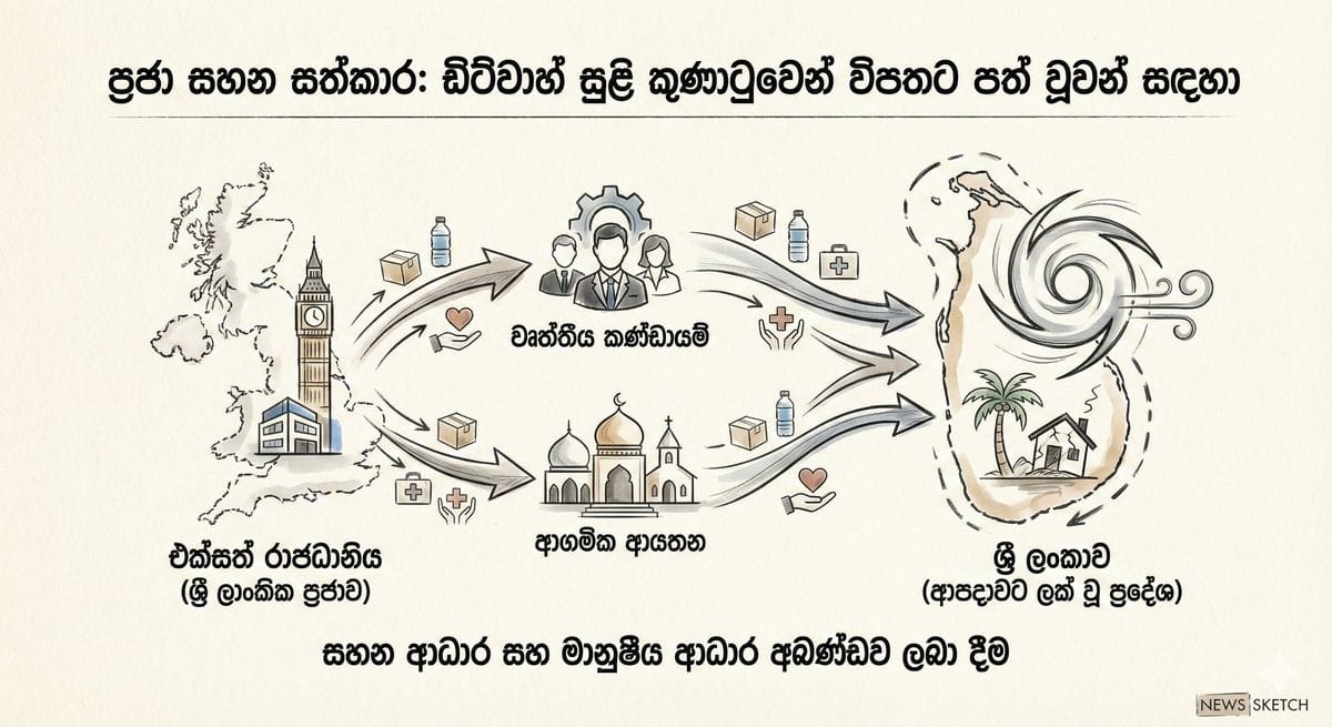 ඩිට්වා සුළි කුණාටුවෙන් පසු ලංකාව ගොඩනැගීමට විදේශගත ලාංකිකයන් සහය දෙන අයුරු