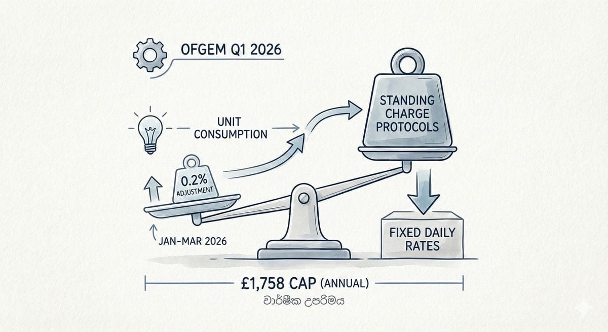 2026 එක්සත් රාජධානියේ Ofgem බලශක්ති මිල සූත්‍රය සහ බිල්පත් ගණනය