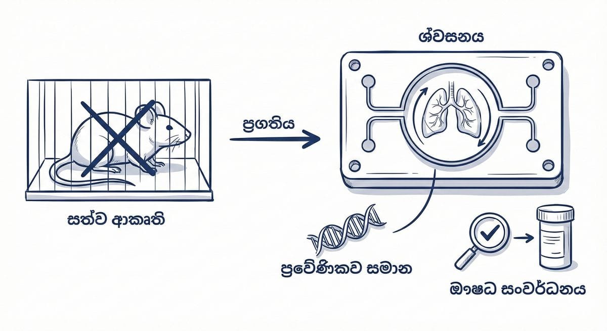 Lung-on-Chip උපාංගයක් පරීක්ෂා කරන විද්‍යාඥයෙක්
