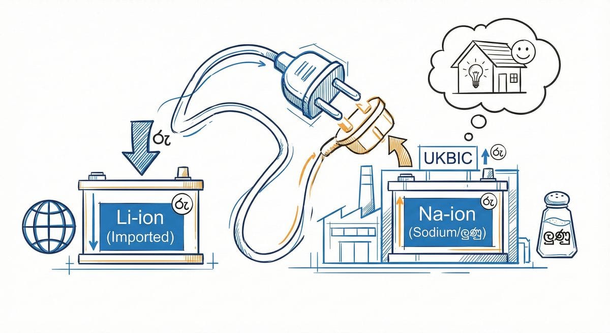 විදුලි බිල අඩු කරන සෝඩියම් බැටරි නිෂ්පාදනයට UKBIC මුල පුරයි